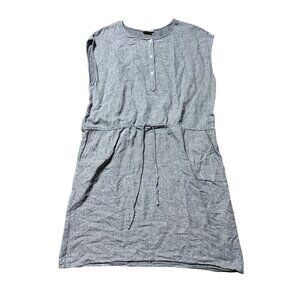 Hartford Women's Sz L Cotton Striped Sleeveless Dress Drawstring Waist